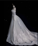 Niulatu Mermaid Sweetheart Long Sleeves White Lace Wedding Dresses Brides Dress SD1873