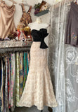 Niulatu Fashion Mermaid Strapless Floor Length Champagne Lace Evening Dress Prom Dresses SD1875