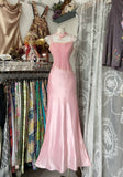 Niulatu Fashion Mermaid Straps Floor Length Pink Lace Evening Dress Prom Dresses SD1876
