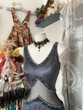 Niulatu Fashion Mermaid Straps Floor Length Gray Satin Evening Dress Prom Dresses SD1877