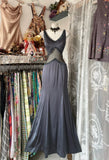 Niulatu Fashion Mermaid Straps Floor Length Gray Satin Evening Dress Prom Dresses SD1877