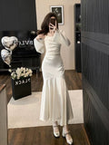 Niulatu Mermaid Strapless White Evening Dress Prom Dresses SD1878