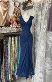 Niulatu Fashion Mermaid V Neckline Navy Blue Floor Length Evening Dress Prom Dresses SD1881