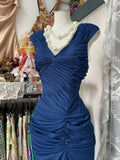 Niulatu Fashion Mermaid V Neckline Navy Blue Floor Length Evening Dress Prom Dresses SD1881