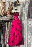 Niulatu Fashion Mermaid Strapless Hot Pink Floor Length Evening Dress Prom Dresses SD1887
