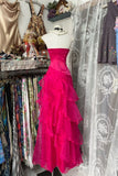 Niulatu Fashion Mermaid Strapless Hot Pink Floor Length Evening Dress Prom Dresses SD1887