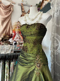 Niulatu Fashion Mermaid Strapless Olive Green Floor Length Evening Dress Prom Dresses SD1888