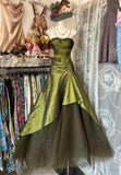 Niulatu Fashion Mermaid Strapless Olive Green Floor Length Evening Dress Prom Dresses SD1888