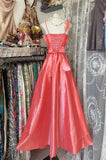 Niulatu Fashion A line Spaghetti Straps Pink Floor Length Evening Dress Prom Dresses SD1892
