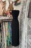 Niulatu Fashion Sheath Straps Black Slit Floor Length Evening Dress Prom Dresses SD1893