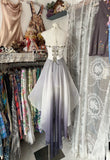 Niulatu Fashion High Low Halter Ombre Gray Chiffon Evening Dress Prom Dresses SD1898