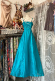 Niulatu Fashion A line Spaghetti Straps Blue Floor Length Evening Dress Prom Dresses SD1899