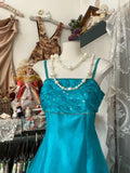 Niulatu Fashion A line Spaghetti Straps Blue Floor Length Evening Dress Prom Dresses SD1899