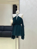 Niulatu A line Off The Shoulder Ruffled Short Long Sleeve Women Dresses SD189
