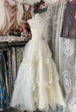 Niulatu Ball Gown Spaghetti Straps Sleeveless Long White Evening Dress Prom Dresses SD1902
