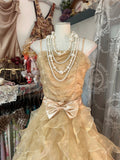 Niulatu Ball Gown Spaghetti Straps Sleeveless Long Gold Evening Dress Prom Dresses SD1905