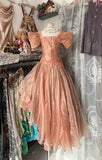Niulatu High Low Short Sleeves Flowers Evening Dress Prom Dresses SD1906
