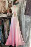 Niulatu Mermaid Halter Sleeveless Long Ombre Pink Evening Dress Prom Dresses SD1907