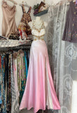 Niulatu Mermaid Halter Sleeveless Long Ombre Pink Evening Dress Prom Dresses SD1907