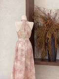 Niulatu A Line Halter Ruffled Pink Long Women's Holiday Dresses SD190