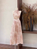 Niulatu A Line Halter Ruffled Pink Long Women's Holiday Dresses SD190
