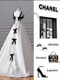 Niulatu Fashion A line Straps White Satin Floor Length Evening Dress Prom Dresses SD1912