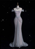 Niulatu Mermaid Off The Shoulder Sequin Long Prom Dresses Formal Graduation Party Dress Evening Dress SD1915