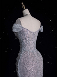 Niulatu Mermaid Off The Shoulder Sequin Long Prom Dresses Formal Graduation Party Dress Evening Dress SD1915