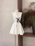 Niulatu A Line V Neckline Ruffled White Women's Holiday Dresses SD191