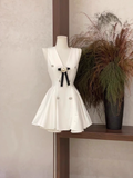 Niulatu A Line V Neckline Ruffled White Women's Holiday Dresses SD191