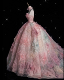 Niulatu Fashion Ball Gown Strapless Pink Floral Floor Length Evening Dress Prom Dresses SD1920