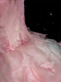 Niulatu Fashion Ball Gown Strapless Pink Floral Floor Length Evening Dress Prom Dresses SD1920