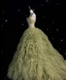 Niulatu Ball Gown Sweetheart Sage Green Tulle Party Dress Long Prom Dress Evening Dresses SD1925