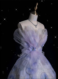 Niulatu Ball Gown Sweetheart Lilac Tulle Party Dress Long Prom Dress Evening Dresses SD1927