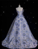 Niulatu Ball Gown Sweetheart Lilac Tulle Party Dress Long Prom Dress Evening Dresses SD1927
