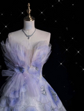 Niulatu Ball Gown Sweetheart Lilac Tulle Party Dress Long Prom Dress Evening Dresses SD1927