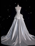 Niulatu Sheath Strapless Sequin Short White Wedding Dresses Brides Dress SD1929