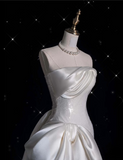 Niulatu Sheath Strapless Sequin Short White Wedding Dresses Brides Dress SD1929