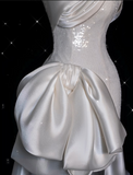 Niulatu Sheath Strapless Sequin Short White Wedding Dresses Brides Dress SD1929