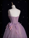 Niulatu Ball Gown Strapless Lilac Tulle Party Dress Long Prom Dress Evening Dresses SD1933