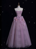 Niulatu Ball Gown Strapless Lilac Tulle Party Dress Long Prom Dress Evening Dresses SD1933