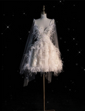 Niulatu Ball Gown Straps Sequin Short White Wedding Dresses Brides Dress SD1938