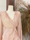 Niulatu 2 Pieces Ruffled Long Sleeves Pink Women's Short Vacation Dresses SD193