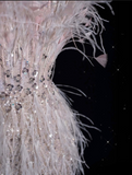 Niulatu Mermaid Strapless Feathers Floor Length Evening Dress Sequin Prom Dresses SD1937