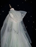 Niulatu Ball Gown Strapless Sage Green Tulle Party Dress Long Prom Dress Evening Dresses SD1941
