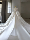 Niulatu Ball Gown Sweetheart Neckline Long Sleeves Sequin White Wedding Dresses Brides Dress SD1957