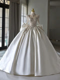 Niulatu Ball Gown Sweetheart Neckline Long Sleeves Sequin White Wedding Dresses Brides Dress SD1957
