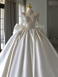 Niulatu Ball Gown Sweetheart Neckline Long Sleeves Sequin White Wedding Dresses Brides Dress SD1957