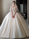 Niulatu Ball Gown Strapless Sleeveless Satin White Wedding Dresses Brides Dress SD1958
