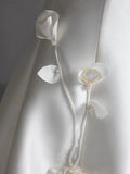 Niulatu Ball Gown Strapless Short Sleeves Satin White Wedding Dresses Brides Dress SD1967